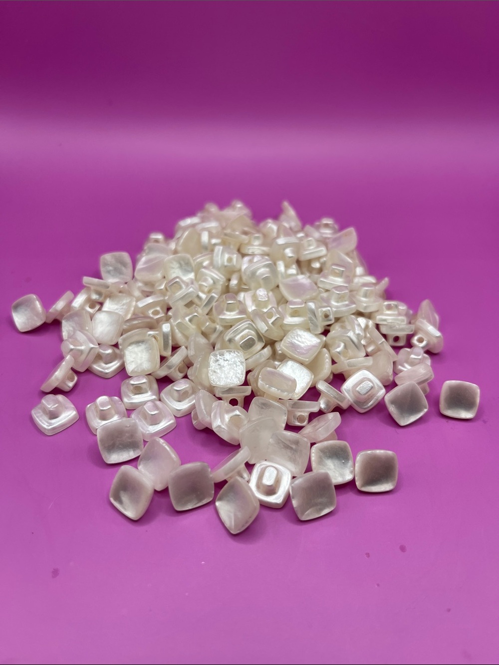 Vintage Pearl Square Buttons - Iridescent White